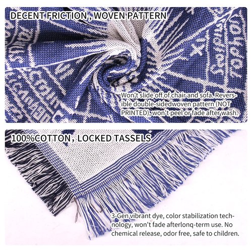 Edcooy Astrology Throw Blanket，Bohemian Hippie Woven Witchy Zodiac Celestial Constellation Balnket for Home Decor, Double Side CoverChair Sofa Couch(Blue, 50" x 70") (71''x91'')