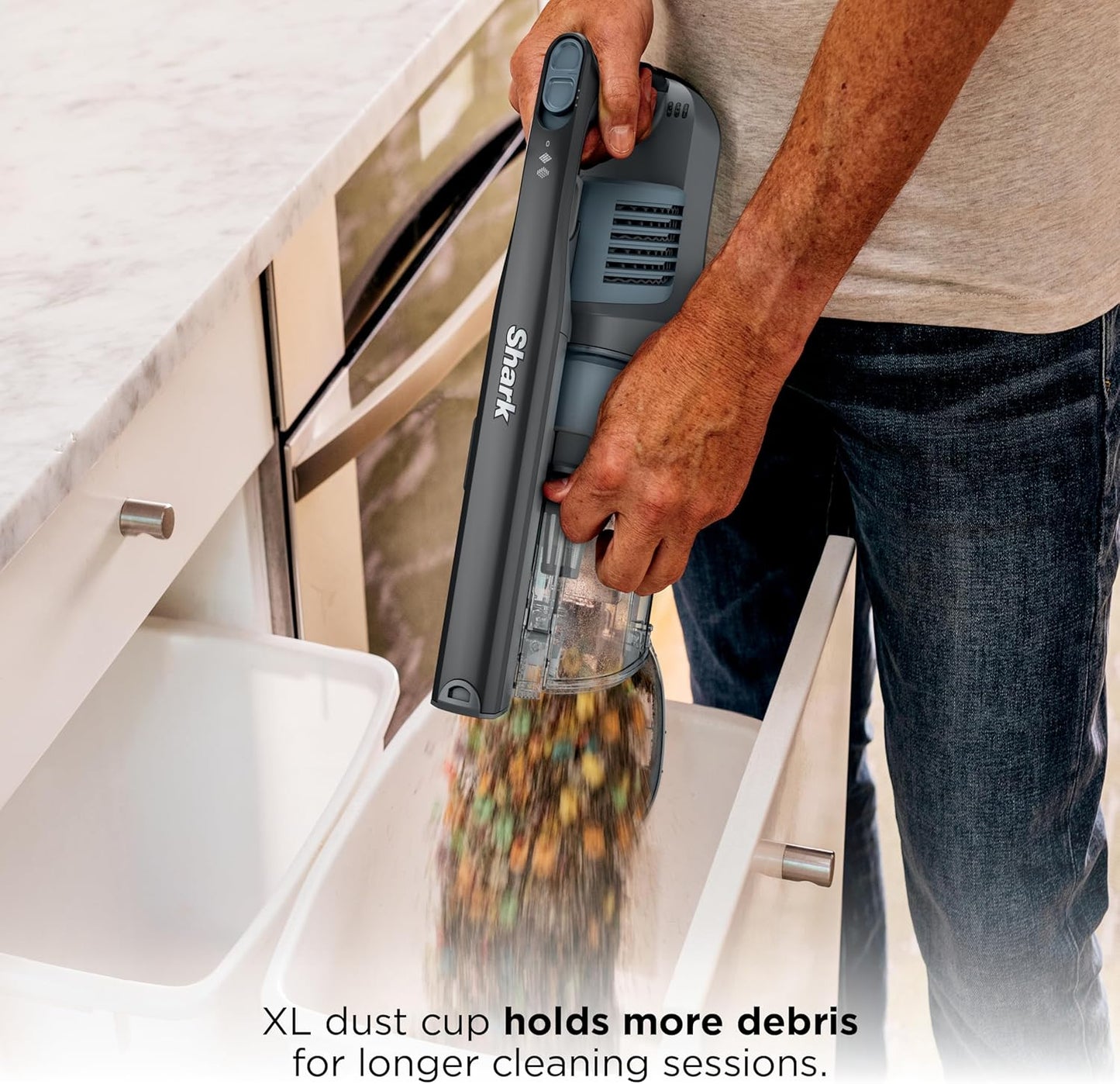Shark Cordless Stick Vacuum - XL Dust Cup, LED Headlights, Handheld & Crevice Tool - Ice Blue, 40 Min Runtime
