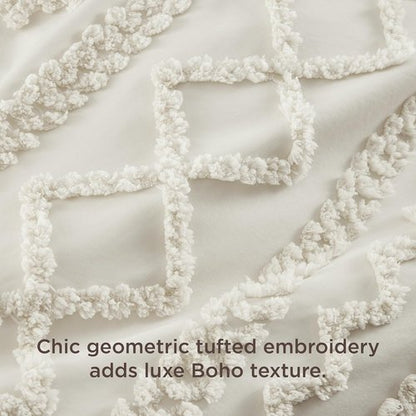 Bedsure Boho Duvet Cover - Soft & Comfortable Queen Size Bedding Set | Elegant Beige Design, Machine Washable
