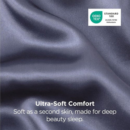 Bedsure Satin Pillowcases - Luxurious Queen Size Set of 2, Envelope Closure, Blue Granite | 20x30 Inches