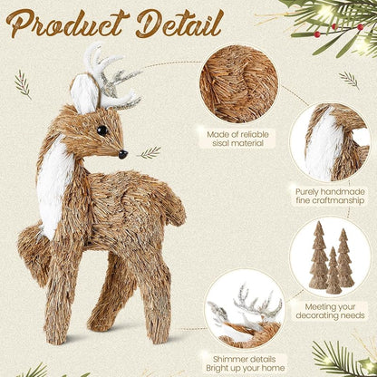 5 Pcs Christmas Reindeer and Mini Tree Centerpieces Set