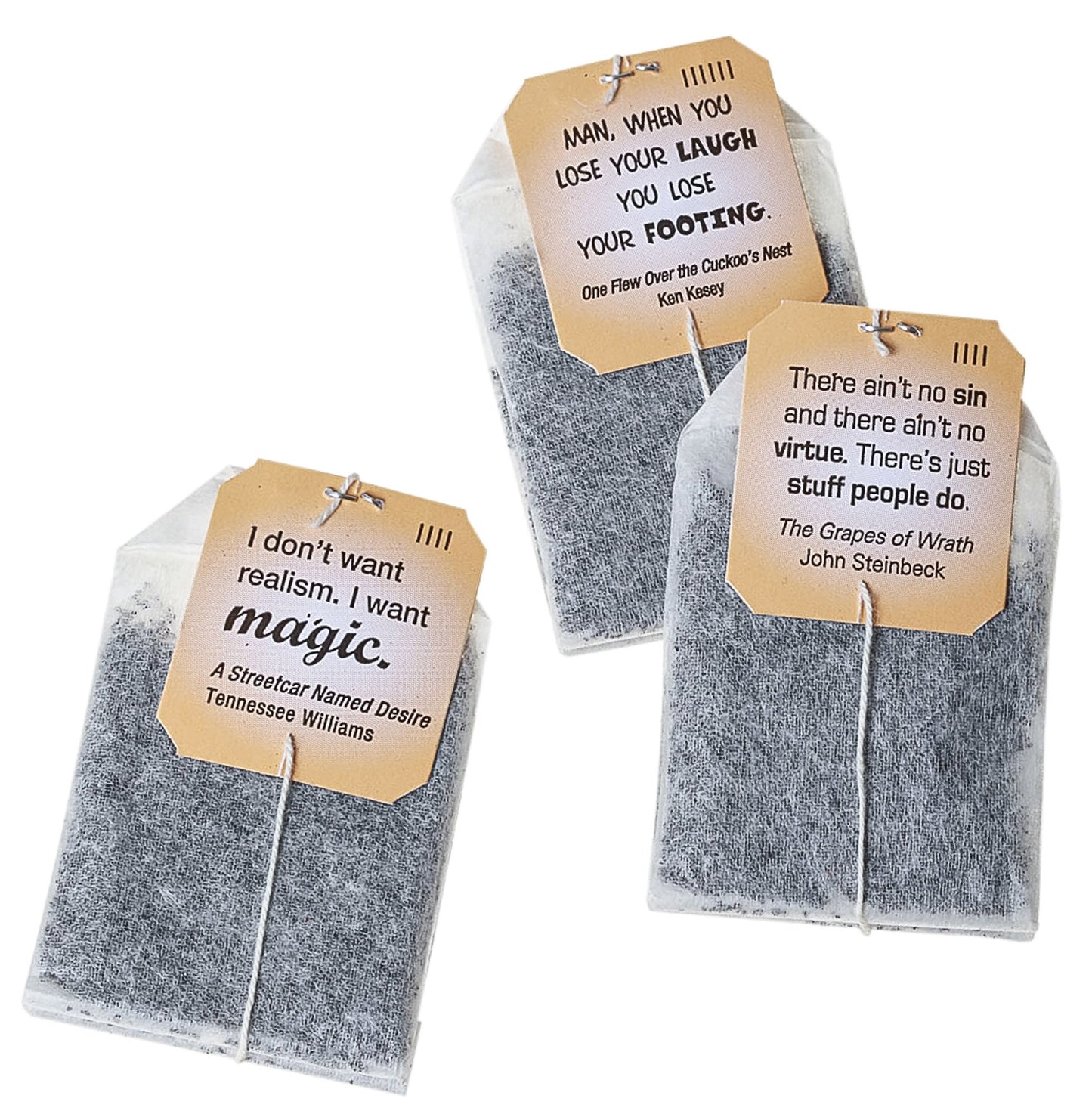 Novel Teas - Book Lover's Gift of Modern American Classics Tea contains 25 teabags individually tagged with literary quotes for the book lover, made with the finest English Breakfast tea.