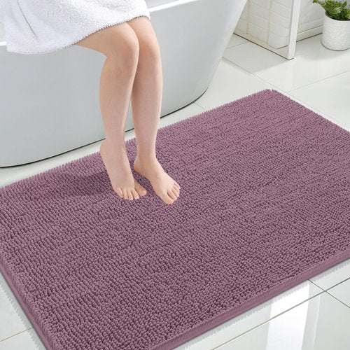 OLANLY Bathroom Rugs 44x32, Extra Soft Absorbent Chenille Bath Rugs, Rubber Backing Quick Dry, Machine Washable Bath Mats for Bathroom Floor, Tub and Shower, Home Decor Accessories, Deep Plum