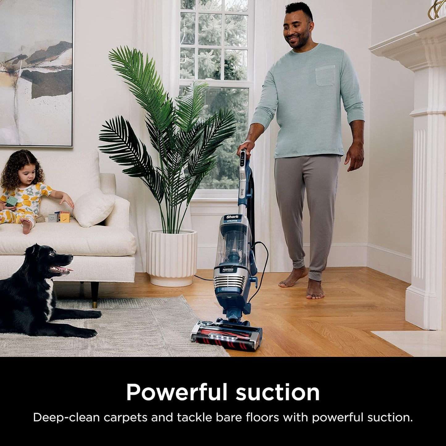 Shark AZ3002 Stratos Upright Vacuum - DuoClean PowerFins & HairPro Technology, Navy (Renewed)