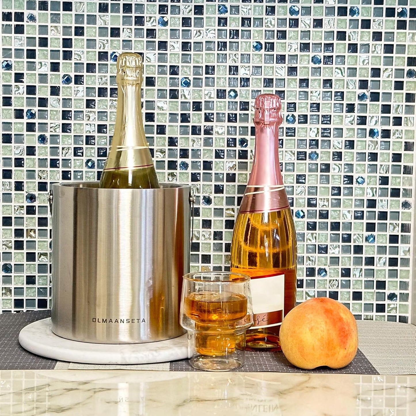 Stainless Steel Ice Bucket For Parties With Lid And Ice Tongs,Insulated Wine Bucket With Strainer Keeps Drinks Cold And Ice Cube From Melting