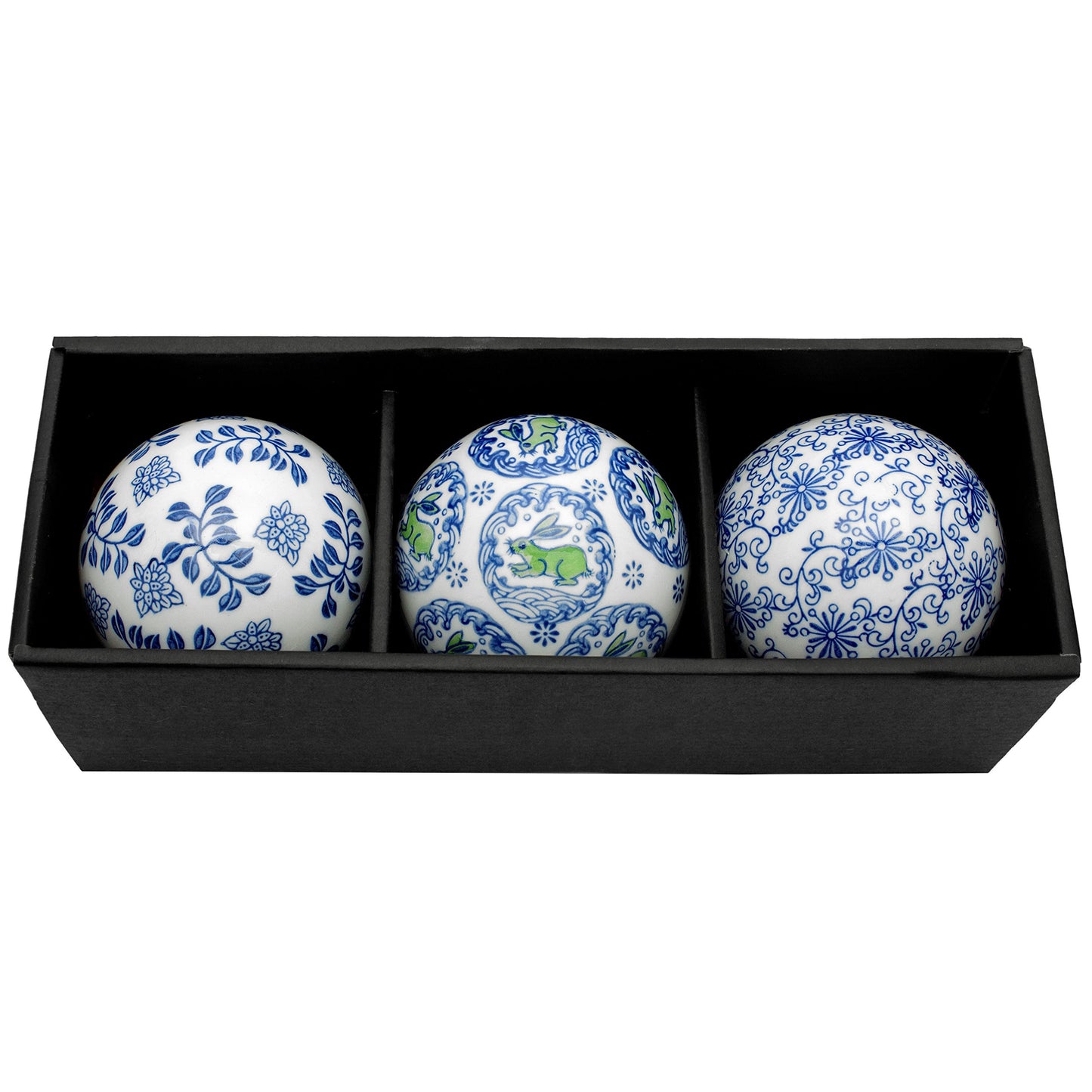 Red Lantern BW-BALL1-BLU Set of Porcelain Balls, Blue & White