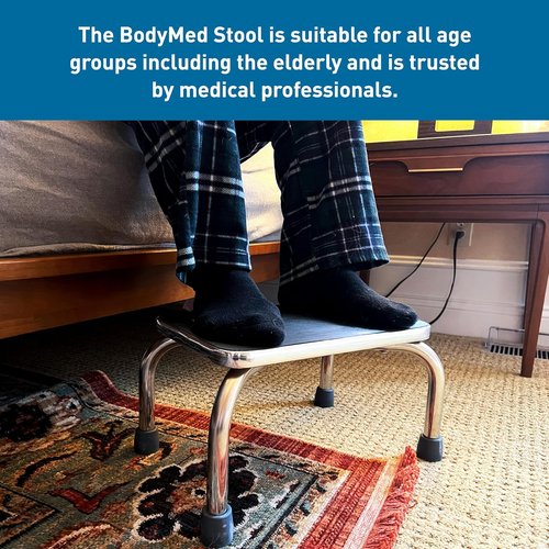 BodyMed Heavy-Duty Foot Step Stool - Non-Slip Rubber Platform for Seniors & Adults | 300lbs Capacity, 18”L x 11.5”W x 9.5”H