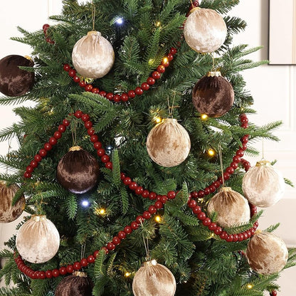 48ft Dark Red Christmas Bead Garland with Hemp Rope - Pre-Strung for Mantles & Trees (Variation: Dark Red)