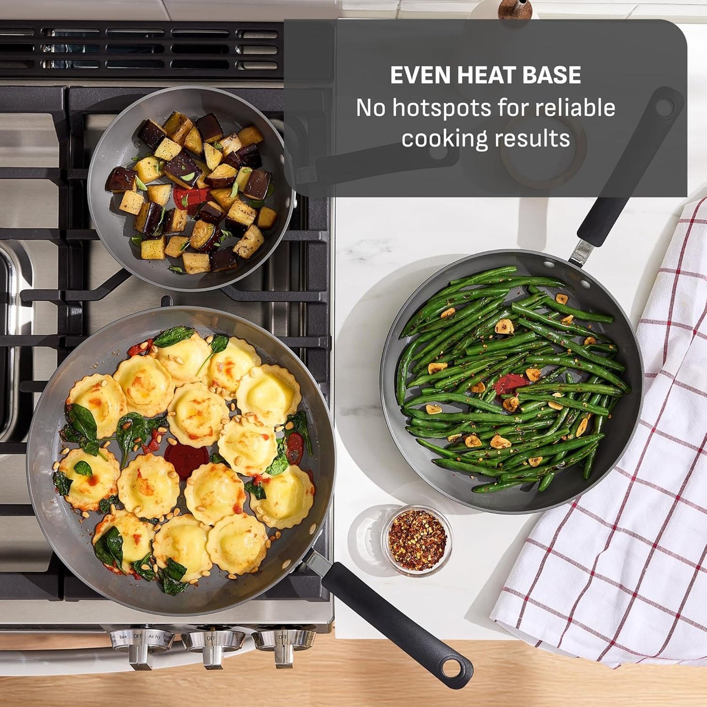 T-Fal Ultimate Hard Anodized Cookware Set - 12-Piece Ceramic Nonstick, Oven Safe Up to 400°F, Stone Finish