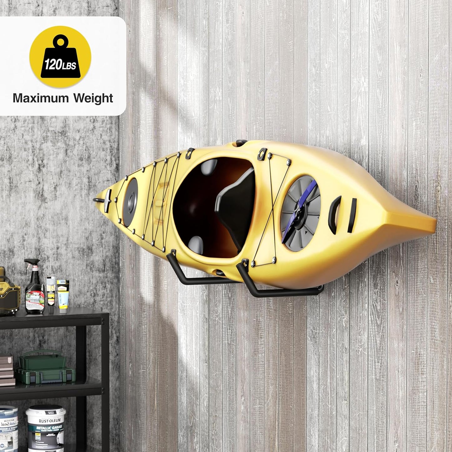 Niffgaff Heavy Duty Garage Storage Hooks - 120 LB Capacity Wall Mounted Rack for Kayaks, Ladders & Bikes