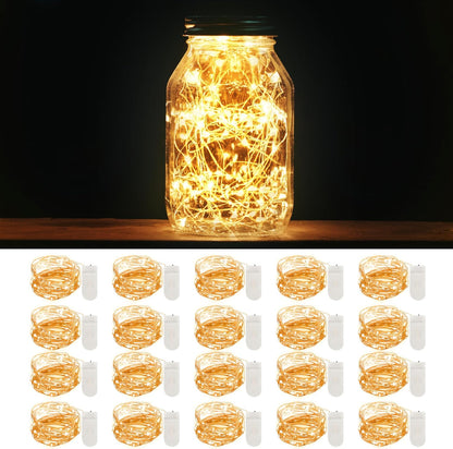 MUMUXI Fairy String Lights - 20 Pack 3.3ft Battery Operated Mini LEDs for Weddings & Crafts | Warm White