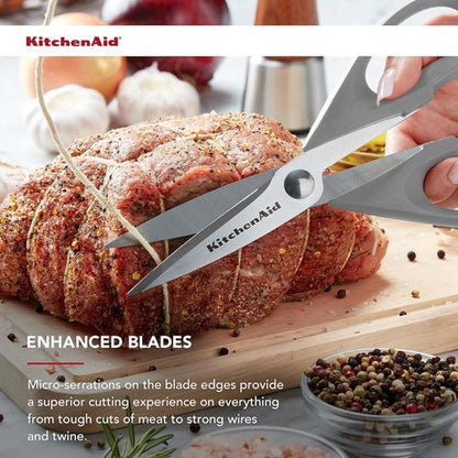 KitchenAid Kitchen Shears - Durable Stainless Steel Scissors with Protective Sheath, 8.72 Inch, Gray