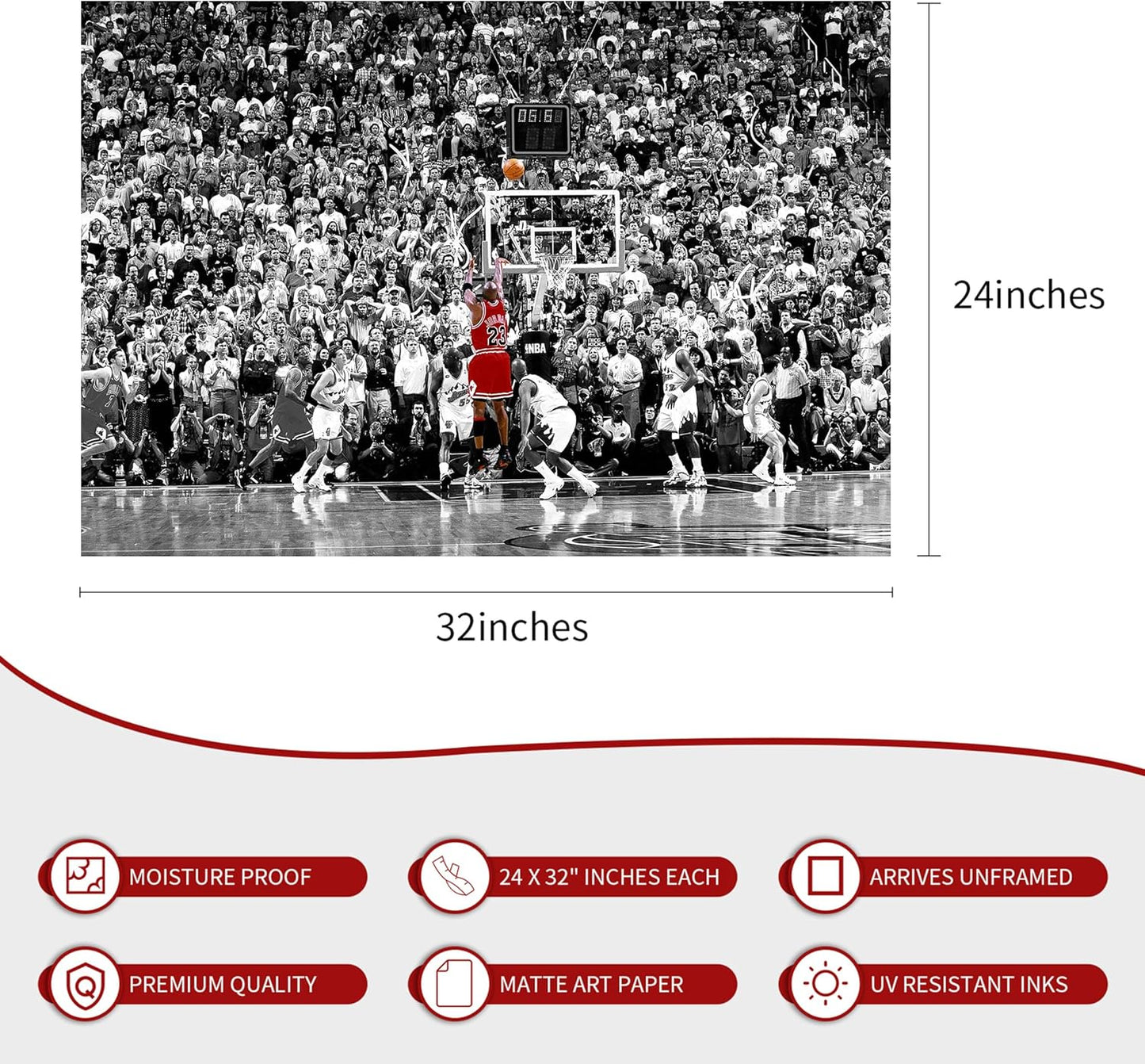 Michael Jordan Large Sports Poster - Unframed Canvas Wall Art Decor (24"x32") for Bedroom & Gym