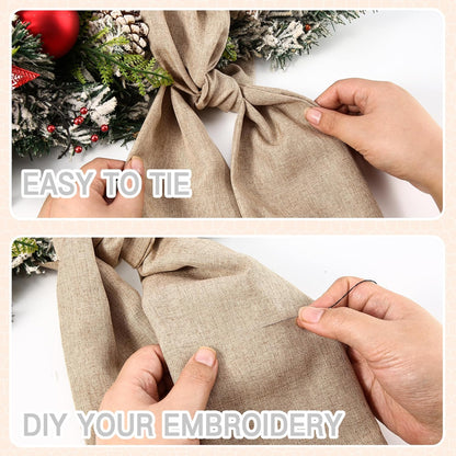 Burlap Wreath Sash - 2 Pack Blank Sashes for Monogram Embroidery | Front Door Decor 5'' L x 54'' W
