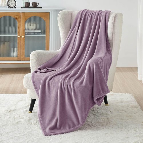 Bedsure GentleSoft Fleece Blanket - Lightweight Plush Cozy Twin Size Fog Purple, 60x80 Inches