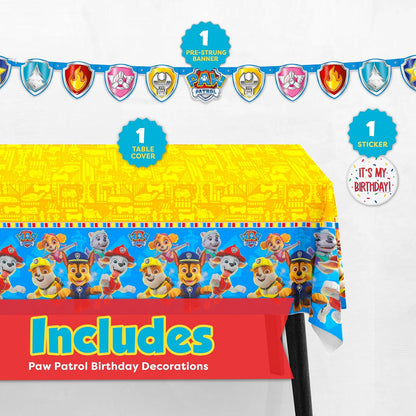 Paw Patrol Tablecloth & Birthday Banner Set - Officially Licensed Party Decorations