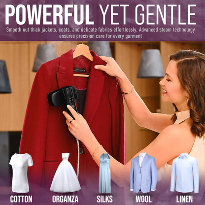 Virellix Travel Garment Steamer & Mini Steam Iron – 1200W Handheld Clothes Steamer, 4 Modes, 20s Fast Heating, Wrinkle Remover for Home & Travel Portable Fabric Steamer for Clothing & Bedding – Black