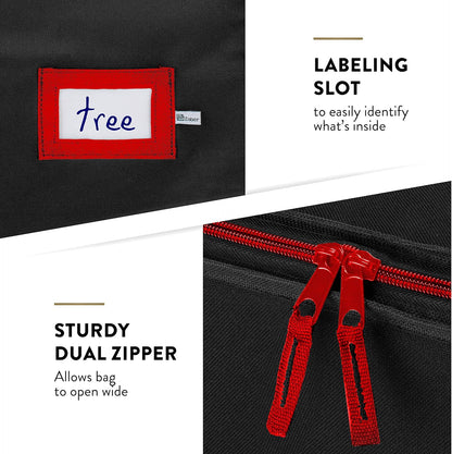 ZOBER Christmas Tree Storage Bag | 600D Oxford Fabric - Waterproof & Tear-Proof for 7.5 Ft Trees - Durable Handles & Card Slot - Black