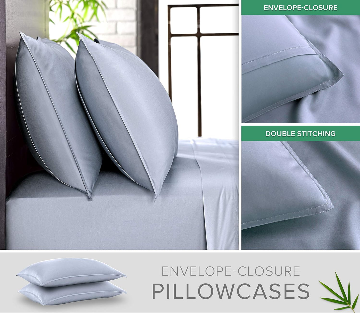 Pure Bamboo Twin Sheets - Luxuriously Soft 100% Organic Viscose Bed Sheet Set | Cooling & Durable (Twin, Sterling Blue)