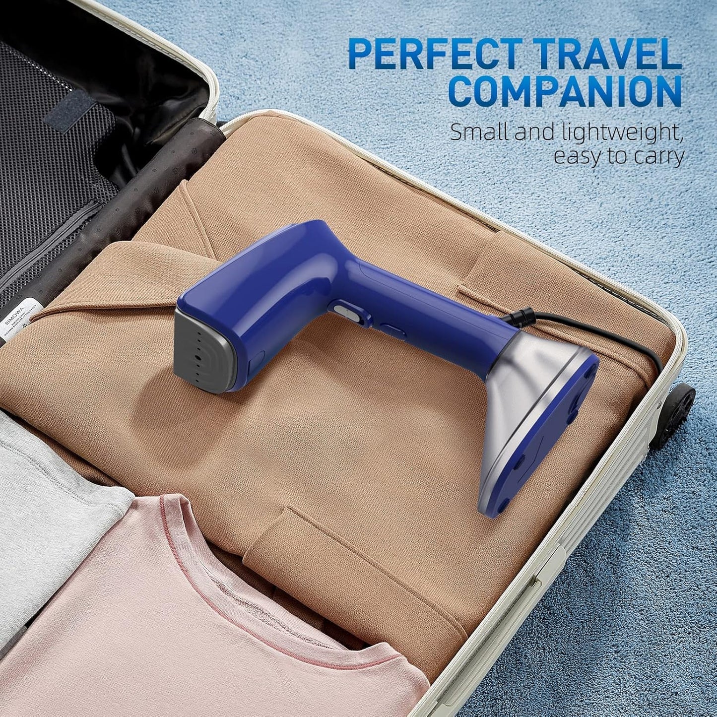 Skiennix Steamer for Clothes - 1800W Powerful Steam, Fast 20-Second Heat-Up, Detachable Tank - Blue
