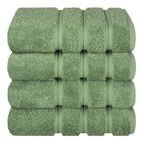 American Soft Linen Luxury Hand Towels for Bathroom, 600 GSM Heawy Weight 16x28 Size 100% Cotton Turkish 4 Piece Hand Face Towel Set, Sage Green Hand Towels
