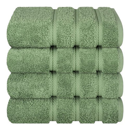 American Soft Linen Luxury Hand Towels for Bathroom, 600 GSM Heawy Weight 16x28 Size 100% Cotton Turkish 4 Piece Hand Face Towel Set, Sage Green Hand Towels