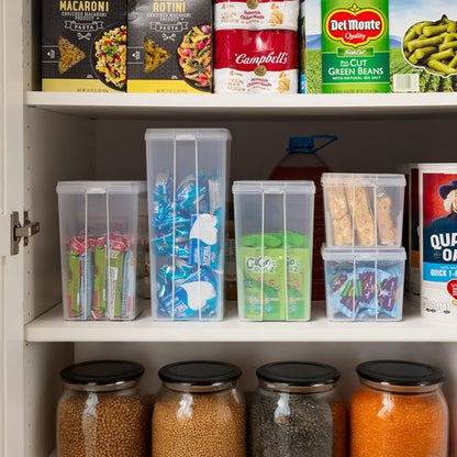 IRIS USA Vertical Storage Containers - Stackable Clear Bins with Lids for Home & Office Organization | 6 Pack