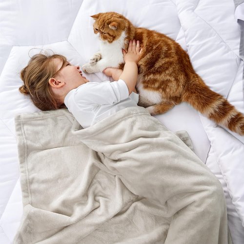 Bedsure GentleSoft Fleece Blanket - Cozy Small Throw for Kids | 43x55 Inches, Linen