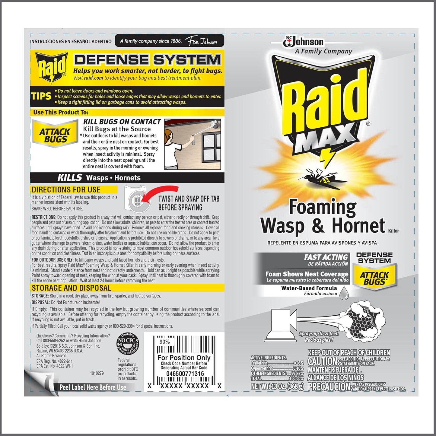 Raid Wasp & Hornet Killer Spray - Effectively Eliminates Nests & Stinging Insects | 13 oz