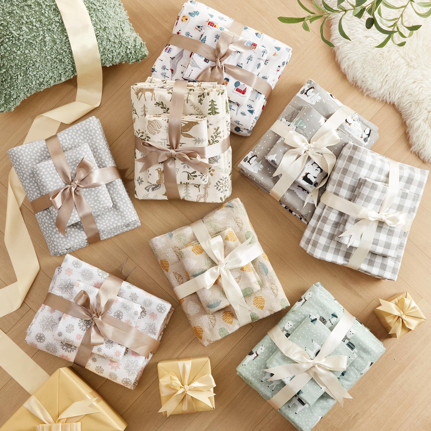 Sleep Philosophy True North 100% Cotton Flannel Sheets King Size, Cozy Flannel Sheet Set Brushed for Extra Softness, Heavyweight Novelty Print Warm Flannel Bedding Set, Gray Herringbone Check4 Piece