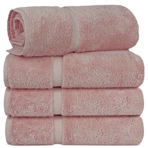Chakir Turkish Linens | Hotel & Spa Quality 100% Cotton Luxury Turkish Towels | Soft & Absorbent (30x60 Inches Extra Large Bath Towels, Set of 4 - Pink)