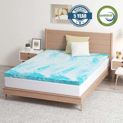 EGO Topper 4 Inch Cal King Memory Foam Mattress Topper, Gel Foam Mattress Topper for Pressure Relief, Ventilated Design Bed Topper in a Box, CertiPUR-US Certified, Medium