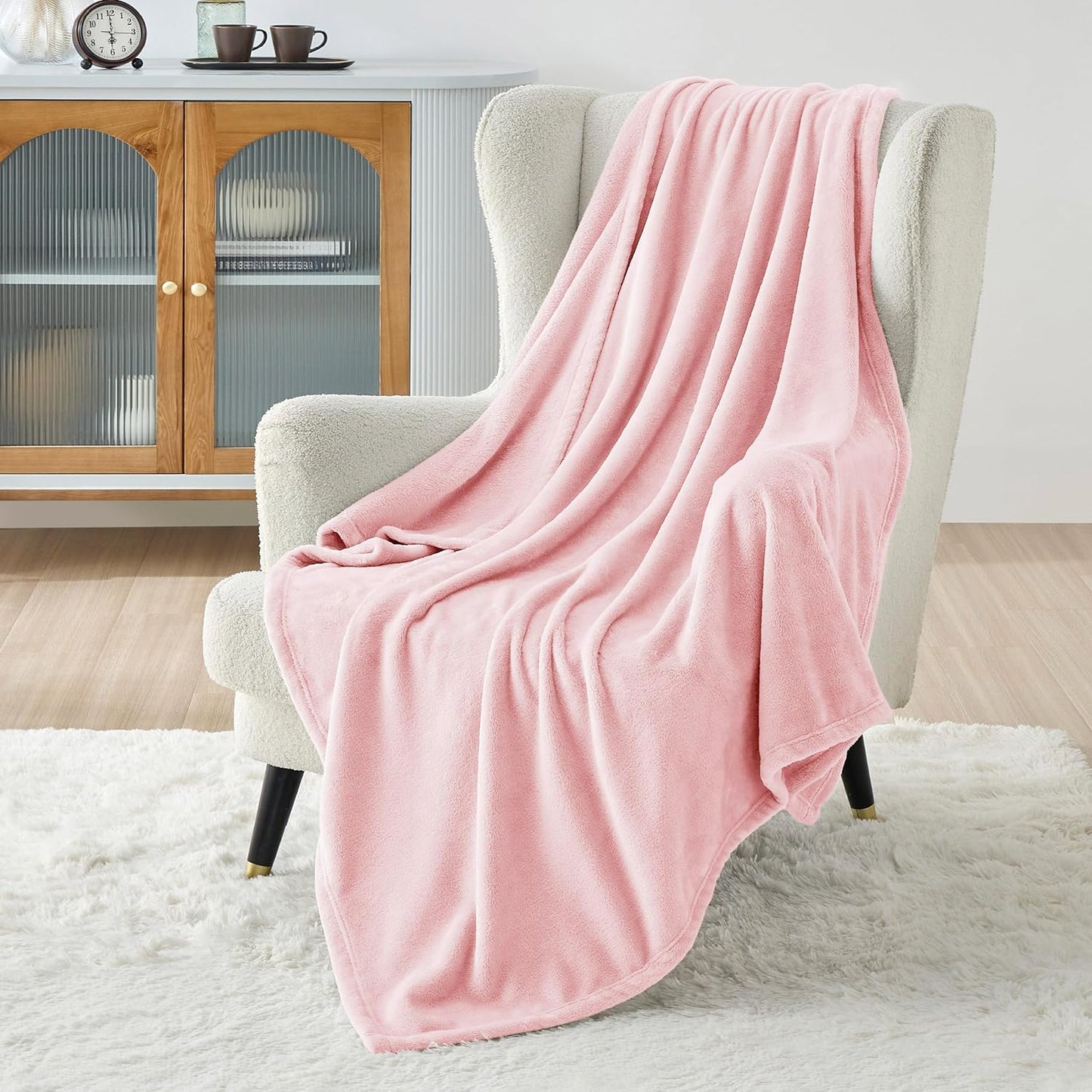 Bedsure GentleSoft Pink Fleece Throw Blanket - Cozy 300GSM Soft Blanket for Couch, 50x60 Inches