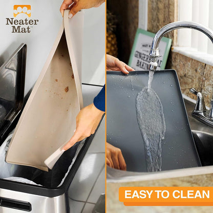 Neater Pet Brands Neater Mat | Waterproof BPA-Free Silicone Pet Food Mat - 19" x 12", Gunmetal Grey