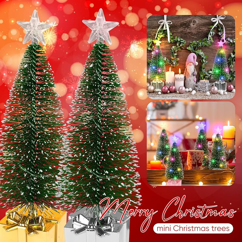 4Pcs Mini Christmas Tree with Lights 7.1" Tabletop LED Christmas Decor – 4 Pack (Variation: 4)