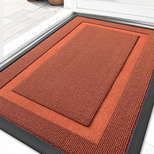 OLANLY Waterproof Front Door Mat - All-Season Indoor/Outdoor Doormat | Sturdy Natural Rubber, 29.5x17, Vermillion Red