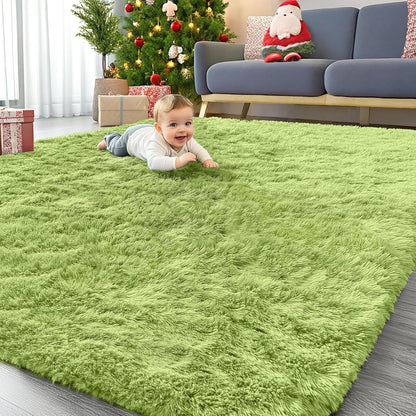 OLANLY Large Area Rug - Soft Fluffy Shaggy Carpet for Living Room & Bedroom | 8x10, Grass Green
