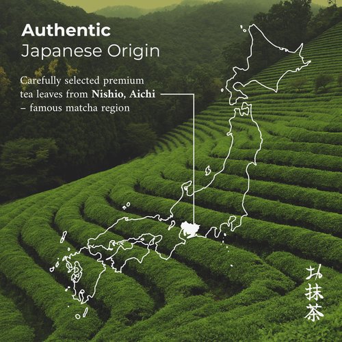Japanese Matcha Powder – Bold Umami with a Slightly Bitter Finish, Ceremonial Grade, 100% Nishio Matcha, Stone-Milled & Packed in Japan (30g)