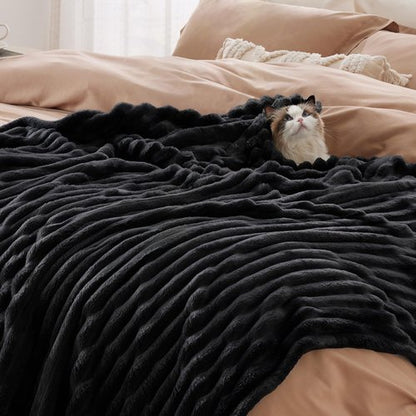 Bedsure GentleSoft Black Fleece Blanket for Couch - Cozy Soft Blankets for Women, Cute Small Throws for Girls, 50x70 Inches