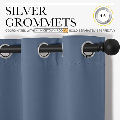 NICETOWN Blackout Curtains - Sound & Heat Reducing Drapes for Kids' Bedroom | Stone Blue, 55" x 68", 2PCs