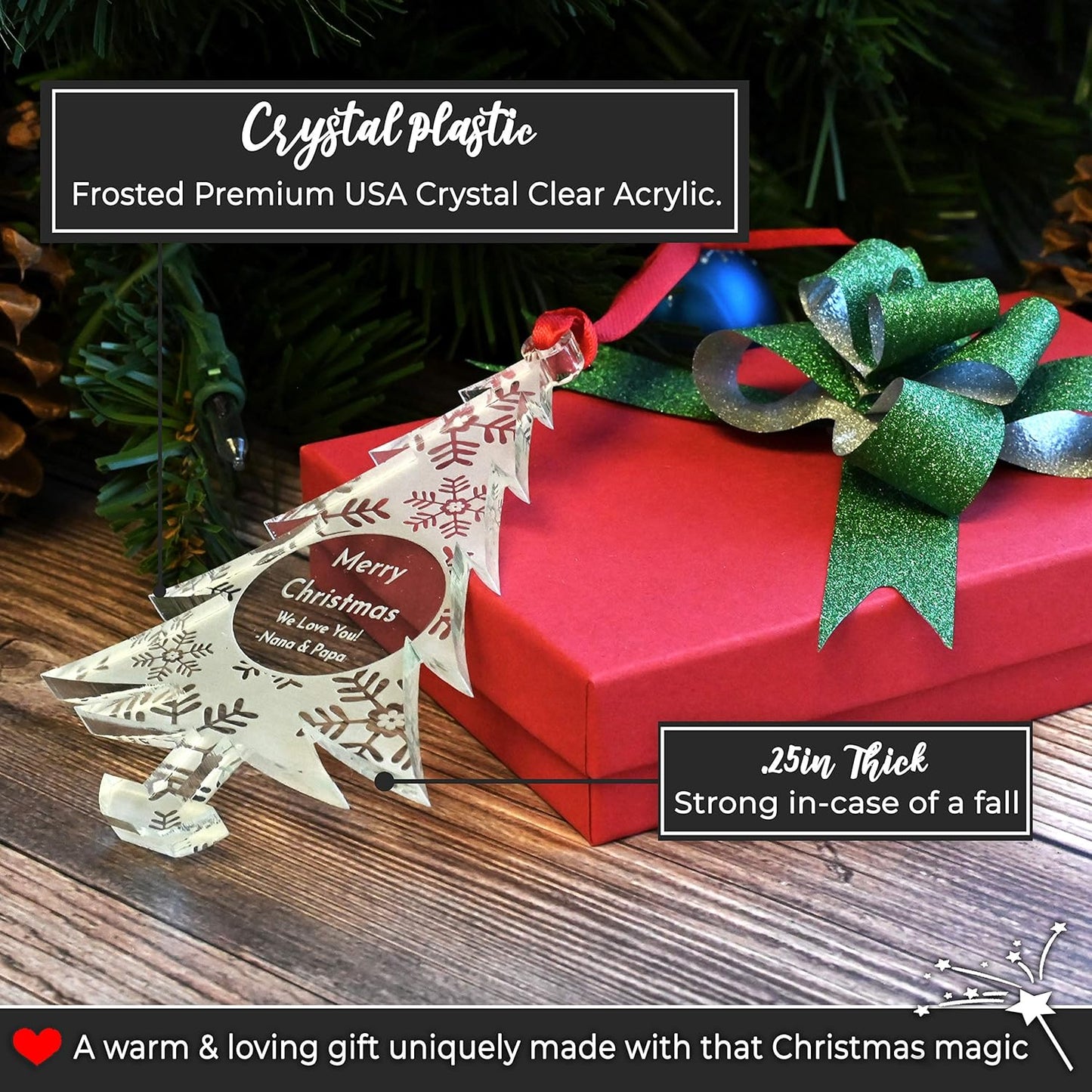 Personalized Christmas Ornaments by [Brand Name] - 2025 Gift Box for Engagements, Weddings & Babies | Acrylic Lace Design