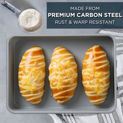 Country Kitchen Nonstick Bakeware Set - Durable & Easy Release, Navy | 6-Piece Stackable Set