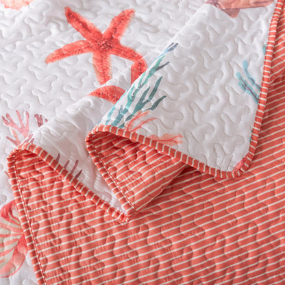 Soul & Lane Seaside Treasures Bedding Quilt Set - King with 2 Shams | Ocean Beachfront Lightweight Quilted Bedspread