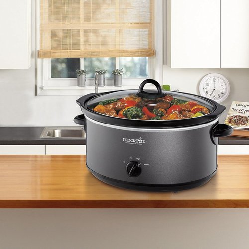 Crock-Pot 7-Quart Slow Cooker - Family Size for 8+ People | Removable Stoneware & Warming Setting, Charcoal