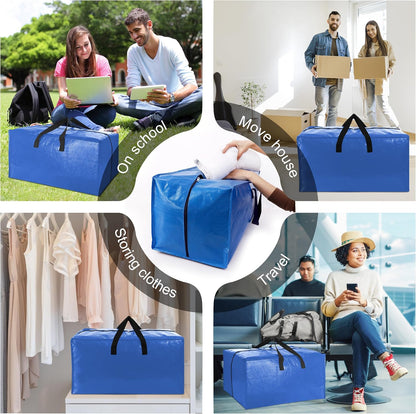 VELVETSURE Heavy Duty Extra Large Moving Bags - Strong Handles & Zippers, Space-Saving Storage Totes (Set of 6, Multicolor)
