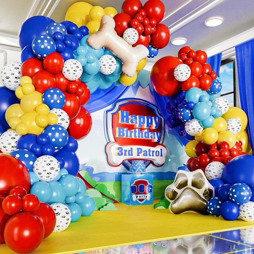 ALL-IN-1 Paw Balloons Garland Arch Kit - Bonus Dog Bone & Paw Print Balloons for Birthday Decorations | Perfect for 3rd Birthday Party