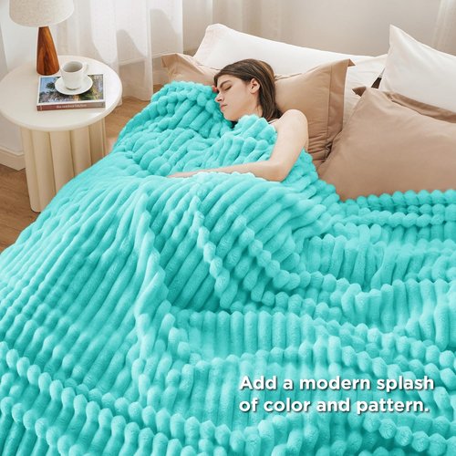 Bedsure GentleSoft Blue King Size Blanket - Cozy Fleece Throw for Women | 108x90 Inches, Ideal Birthday Gift