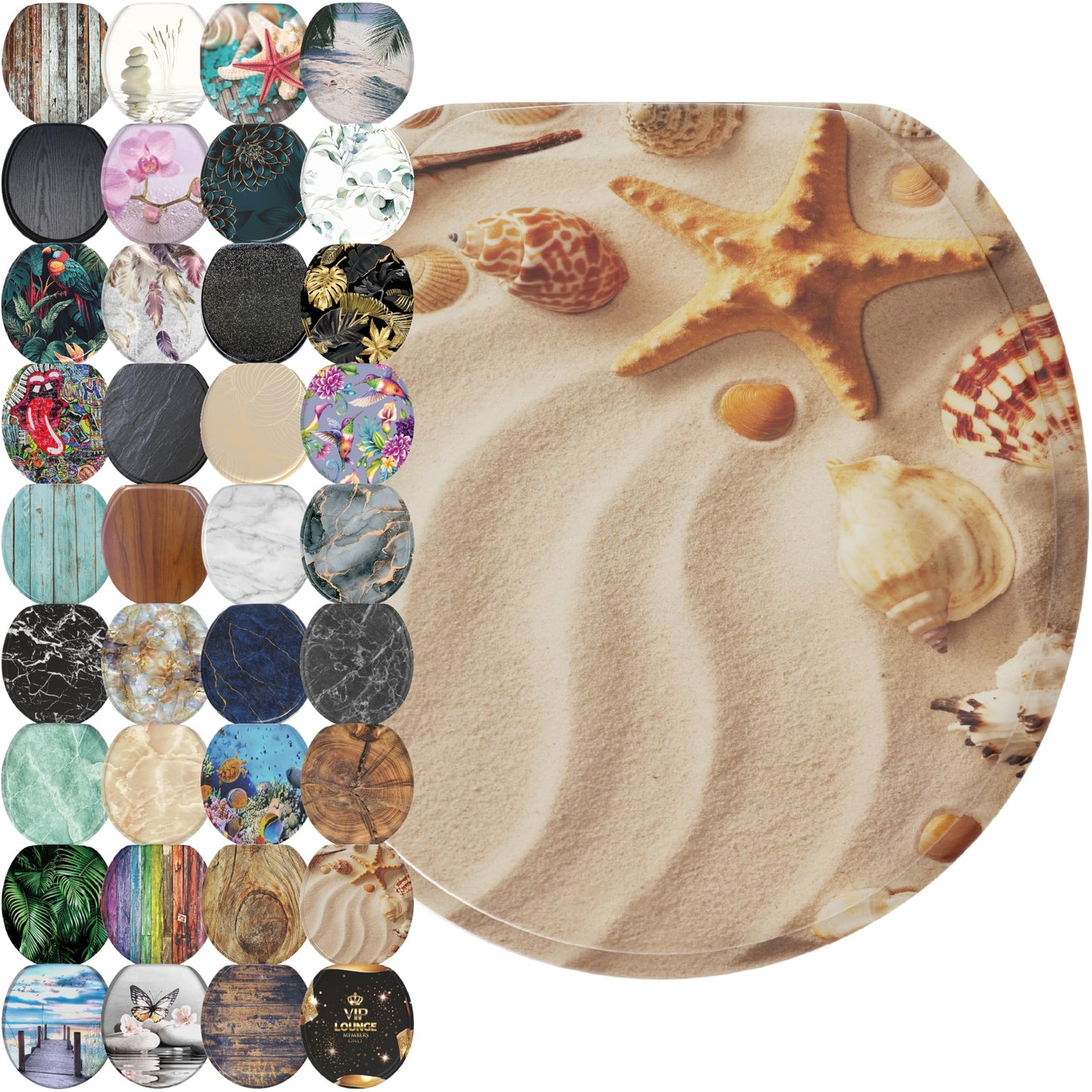 Sanilo Soft Close Toilet Seat ROUND, Quiet and Slow Close Lid and Seat, Strong Bumpers and Hinges, Sanibel