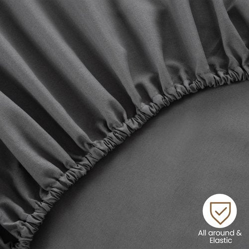 ROSE&RISY Dark Grey Queen Fitted Sheet,Soft and Breathable for Sleeping,Cooling Fitted Sheets,16“ Deep Pocket, 1pack (Dark Grey, Queen)