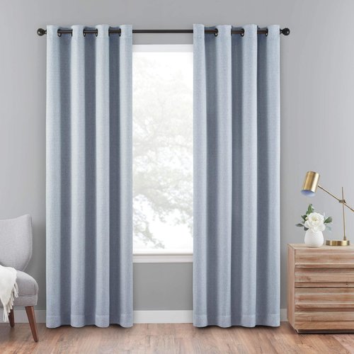 ECLIPSE Cara Grommet Top Curtains for Bedroom, Single Panel, 50" x 63", Denim